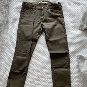 Zara waxed dark green skinny jeans - size 26
